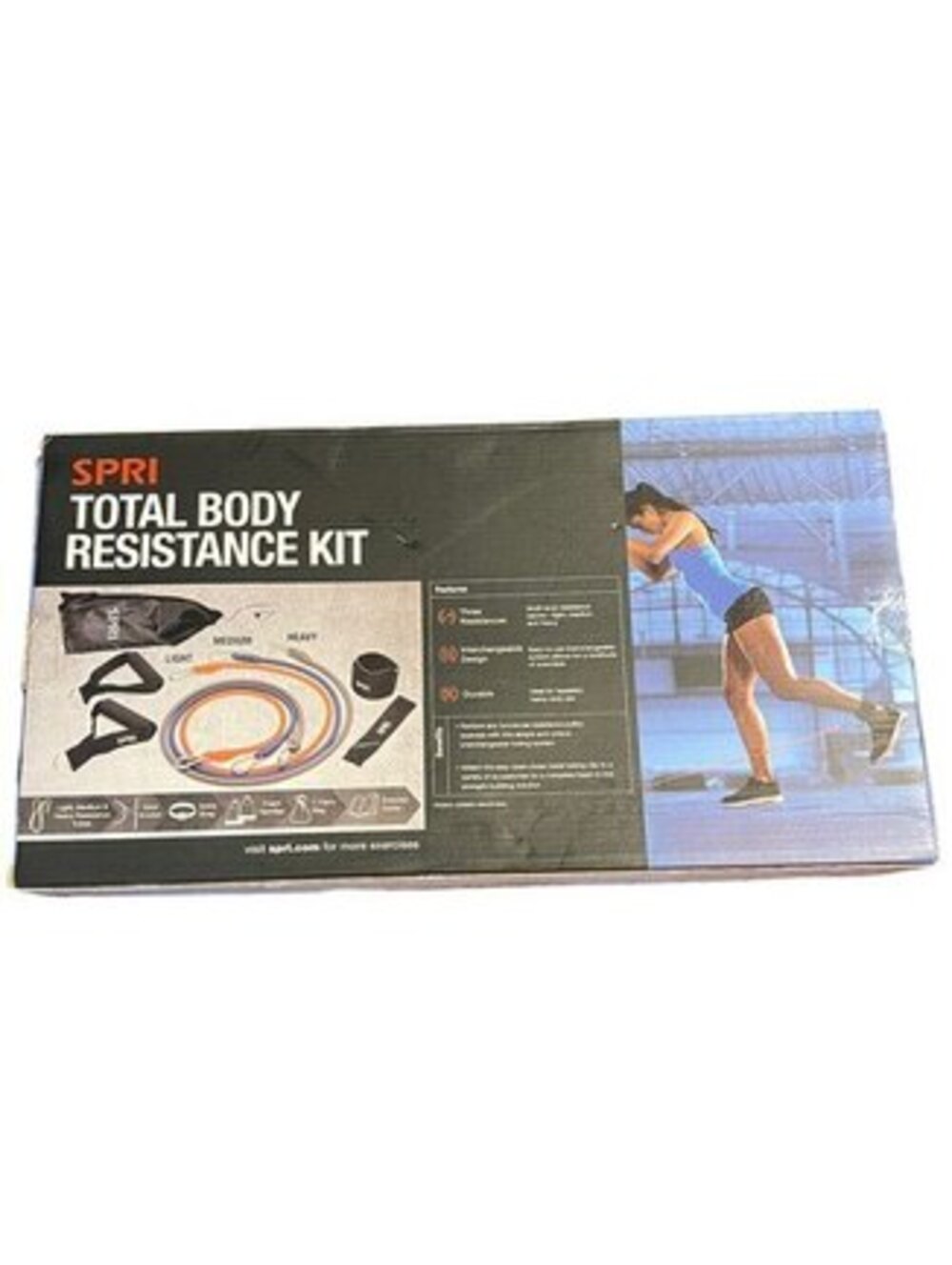 SPRI Total Body Resistance Kit ~ 3 Bands, Door Anchor, Handles, Carry Bag, Guide